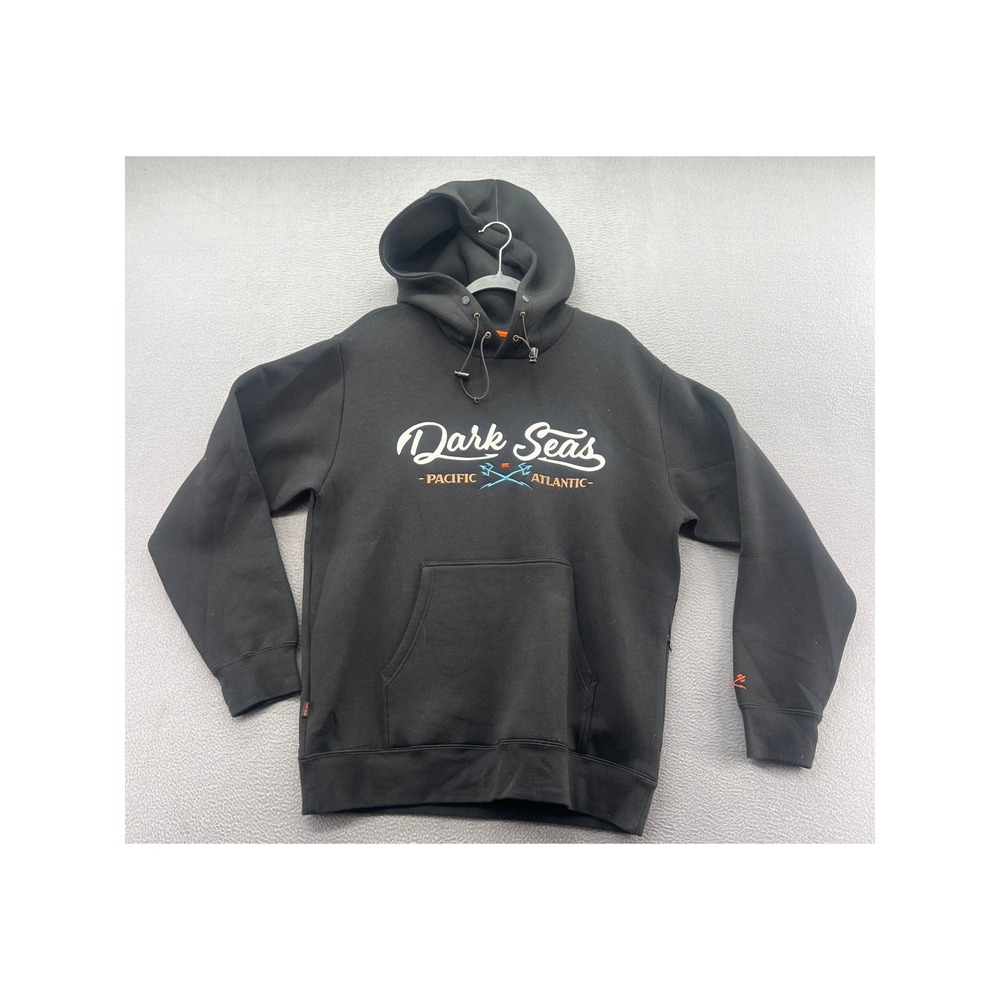 Dark Seas Sweatshirt Mens Sz L Pacific Atlantic Embroidered Hoodie Black
